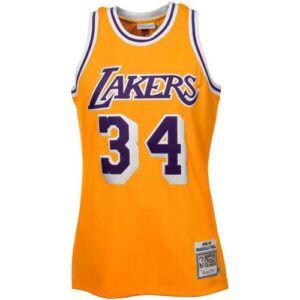Mitchell & Ness Shaquille O'Neal Los Angeles Lakers 1996-97 Throwback Authentic Home Jersey - Gold