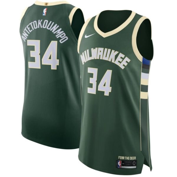 Giannis Antetokounmpo Milwaukee Bucks Nike Authentic Jersey Green - Icon Edition