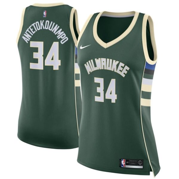 Giannis Antetokounmpo Milwaukee Bucks Nike Women's Swingman Jersey Green - Icon Edition