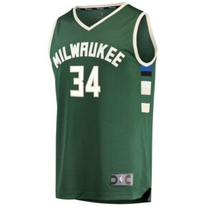 Giannis Antetokounmpo Milwaukee Bucks Fanatics Branded Youth Fast Break Replica Jersey Green - Icon Edition