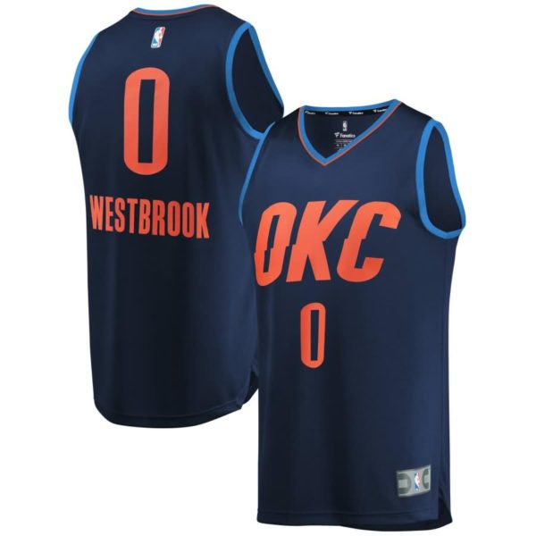 Russell Westbrook Oklahoma City Thunder Fanatics Branded Youth Fast Break Replica Jersey Navy - Statement Edition