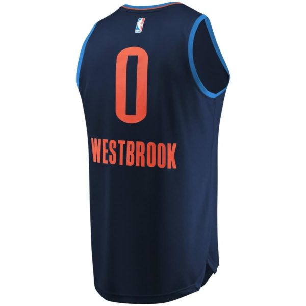 Russell Westbrook Oklahoma City Thunder Fanatics Branded Youth Fast Break Replica Jersey Navy - Statement Edition