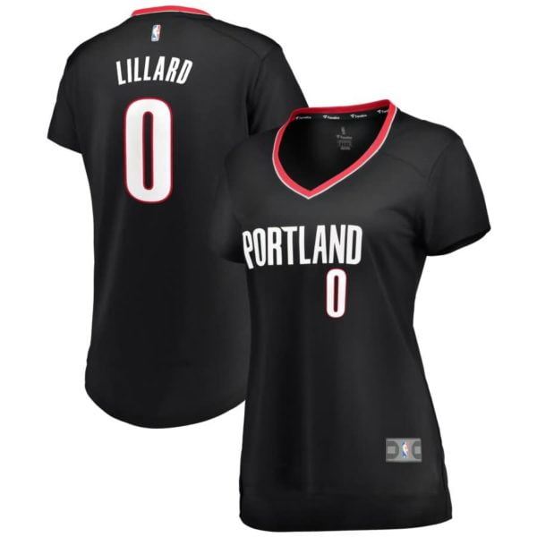 Damian Lillard Portland Trail Blazers Fanatics Branded Women's Fast Break Iconic Edition Jersey - Black