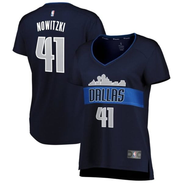 Dirk Nowitzki Dallas Mavericks Fanatics Branded Women's Fast Break Statement Edition Jersey - Navy