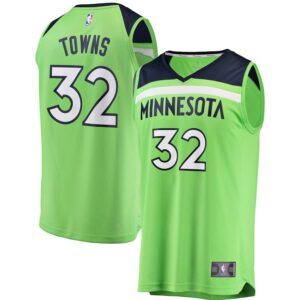 Karl-Anthony Towns Minnesota Timberwolves Fanatics Branded Fast Break Replica Jersey Neon Green - Statement Edition