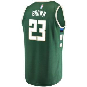 Sterling Brown Milwaukee Bucks Fanatics Branded Fast Break Road Replica Player Jersey Green - Icon Edition