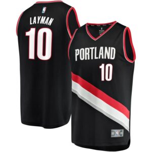 Jake Layman Portland Trail Blazers Fanatics Branded Fast Break Replica Team Color Player Jersey Black - Icon Edition