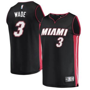 Dwyane Wade Miami Heat Fanatics Branded Youth Fast Break Road Jersey Black - Icon Edition