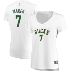 Thon Maker Milwaukee Bucks Fanatics Branded Women's Fast Break Replica Jersey White - Association Edition