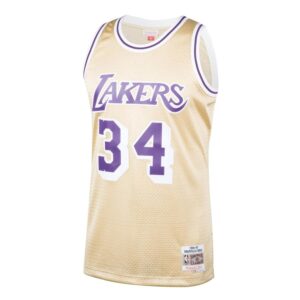 Shaquille O'Neal Los Angeles Lakers Mitchell & Ness 1996-97 Hardwood Classics Gold Series Swingman Jersey - Gold
