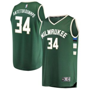 Giannis Antetokounmpo Milwaukee Bucks Fanatics Branded Youth Fast Break Player Jersey Green - Icon Edition