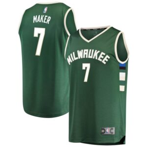 Thon Maker Milwaukee Bucks Fanatics Branded Youth Fast Break Player Jersey Green - Icon Edition