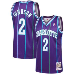 Larry Johnson Charlotte Hornets Mitchell & Ness 1994-95 Hardwood Classics Authentic Jersey - Purple
