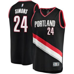 Anfernee Simons Portland Trail Blazers Fanatics Branded 2018 NBA Draft First Round Pick Fast Break Replica Jersey Black - Icon Edition