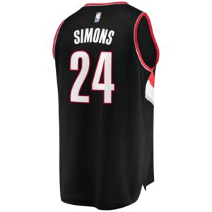 Anfernee Simons Portland Trail Blazers Fanatics Branded 2018 NBA Draft First Round Pick Fast Break Replica Jersey Black - Icon Edition
