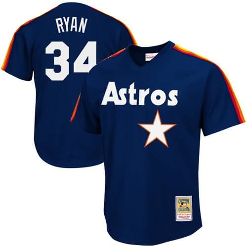 Nolan Ryan Houston Astros Mitchell & Ness 1988 Authentic Cooperstown Collection Mesh Batting Practice Jersey - Navy