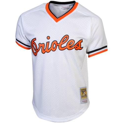 Cal Ripken Jr. Baltimore Orioles Mitchell & Ness 1985 Authentic Cooperstown Collection Mesh Batting Practice Jersey - White