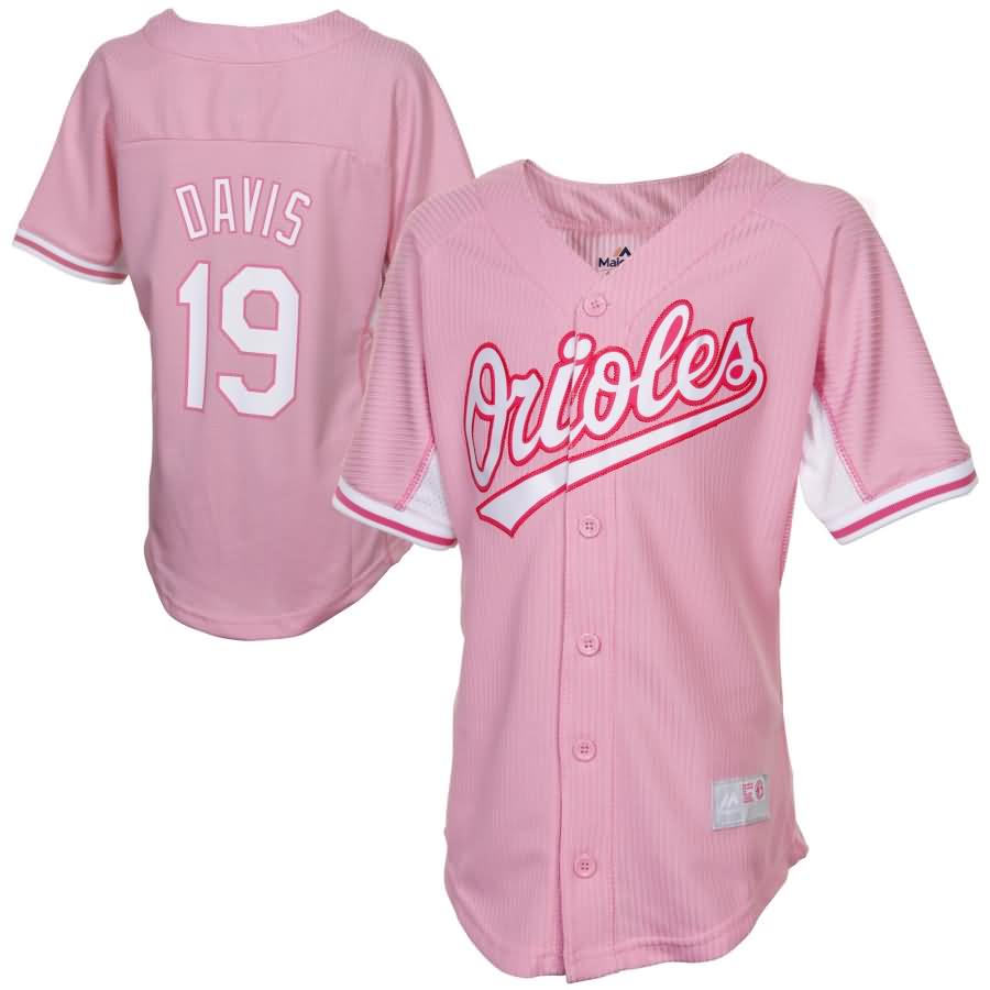 Chris Davis Baltimore Orioles Majestic Youth Girl's Harvey Batting Practice Jersey - Pink