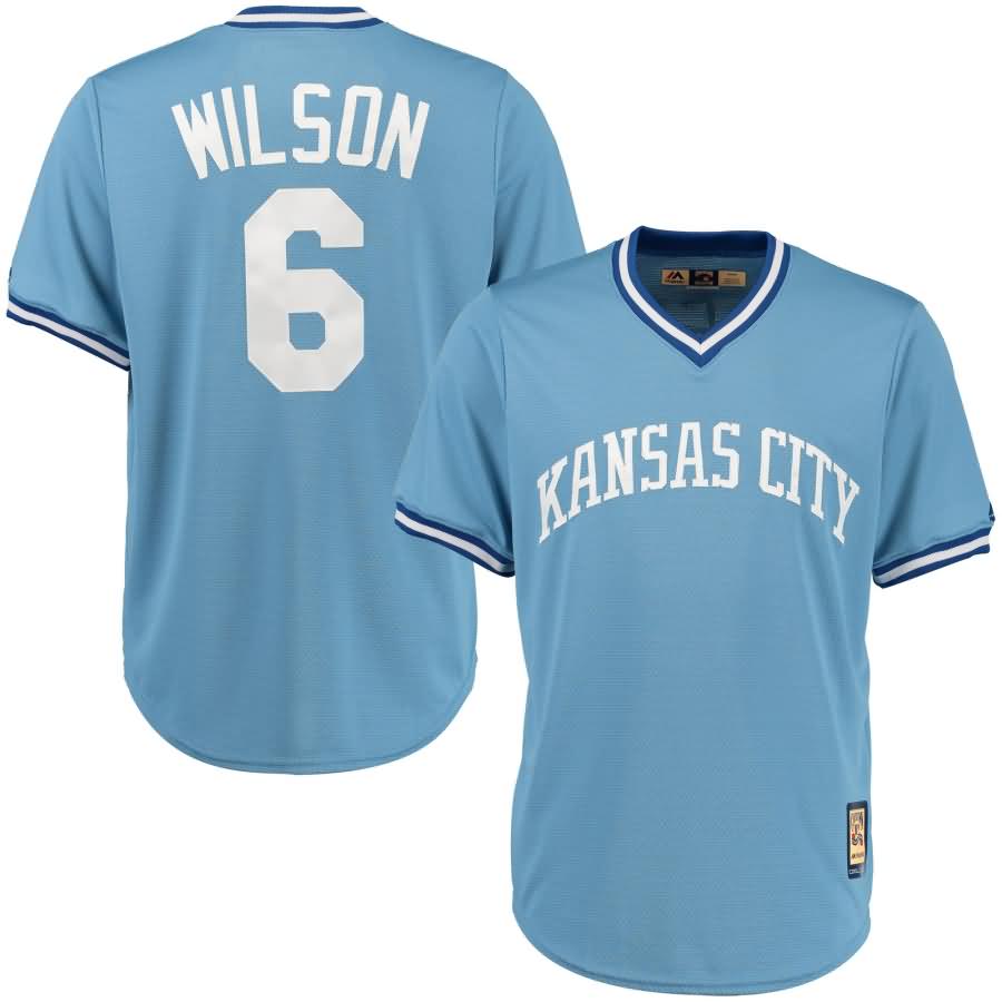 Willie Wilson Kansas City Royals Majestic Cool Base Cooperstown Collection Player Jersey - Light Blue