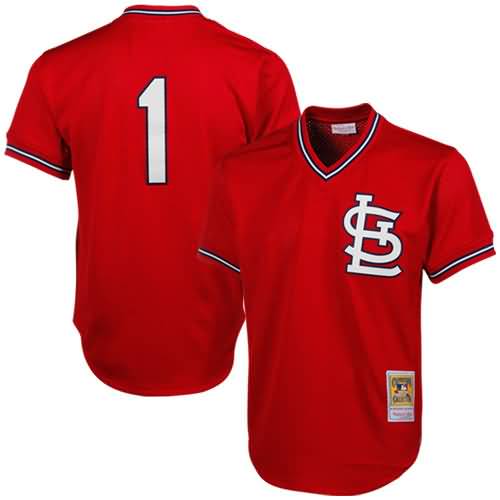 Mitchell & Ness Ozzie Smith St. Louis Cardinals 1985 Authentic Throwback Mesh Batting Practice Jersey - Red