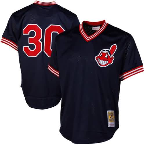 Joe Carter Cleveland Indians Mitchell & Ness 1986 Authentic Cooperstown Collection Mesh Batting Practice Jersey - Navy