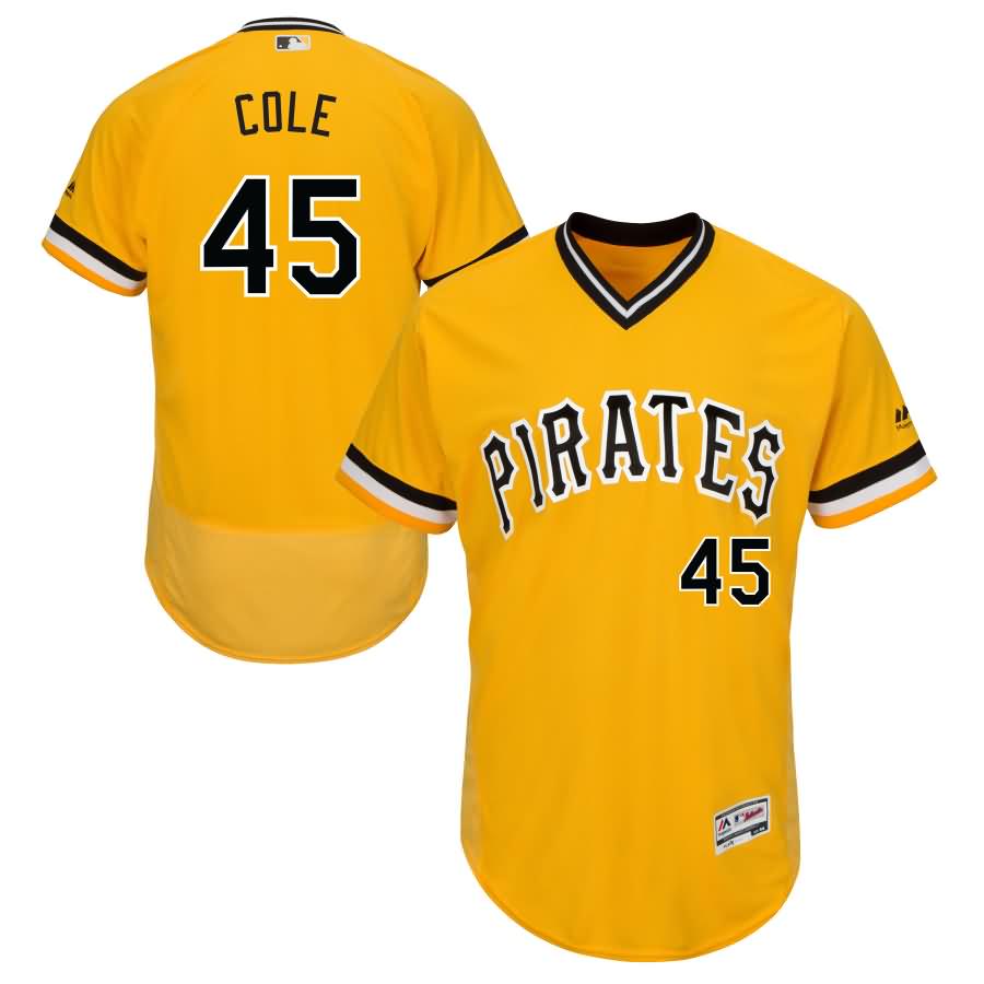 Gerrit Cole Pittsburgh Pirates Majestic Alternate Flex Base Authentic Collection Player Jersey - Gold