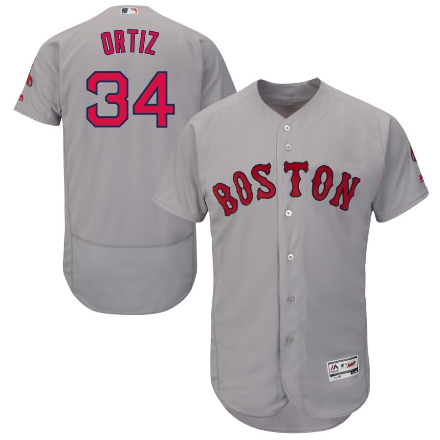David Ortiz Boston Red Sox Majestic Road Flex Base Authentic Collection Player Jersey - Gray