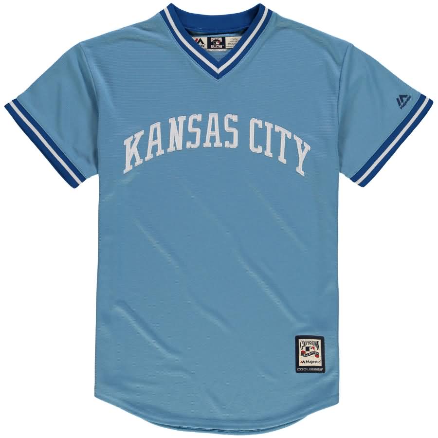 George Brett Kansas City Royals Majestic Youth Alternate Cooperstown Collection Cool Base Player Jersey - Light Blue