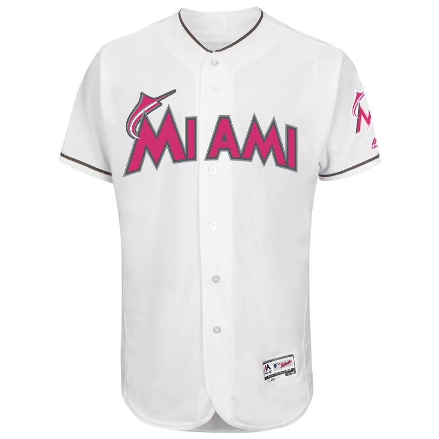 Miami Marlins Majestic Mother's Day Flex Base Team Jersey - White