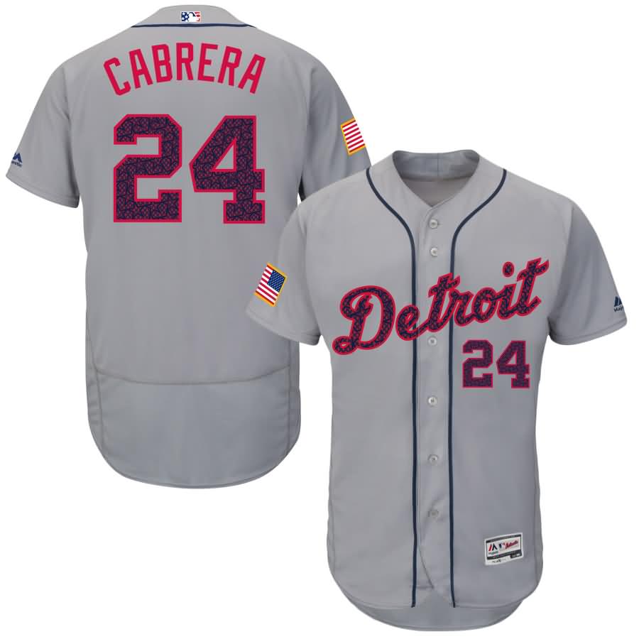 Miguel Cabrera Detroit Tigers Majestic Fashion Stars & Stripes Flex Base Player Jersey - Gray