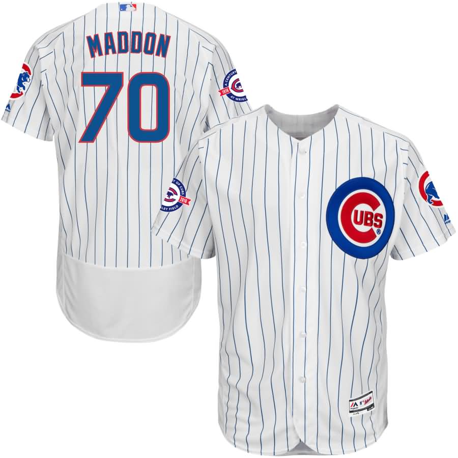 Joe Maddon Chicago Cubs Majestic Home Flex Base Authentic Collection Jersey with 100 Years at Wrigley Field Commemorative Patch - White/Royal