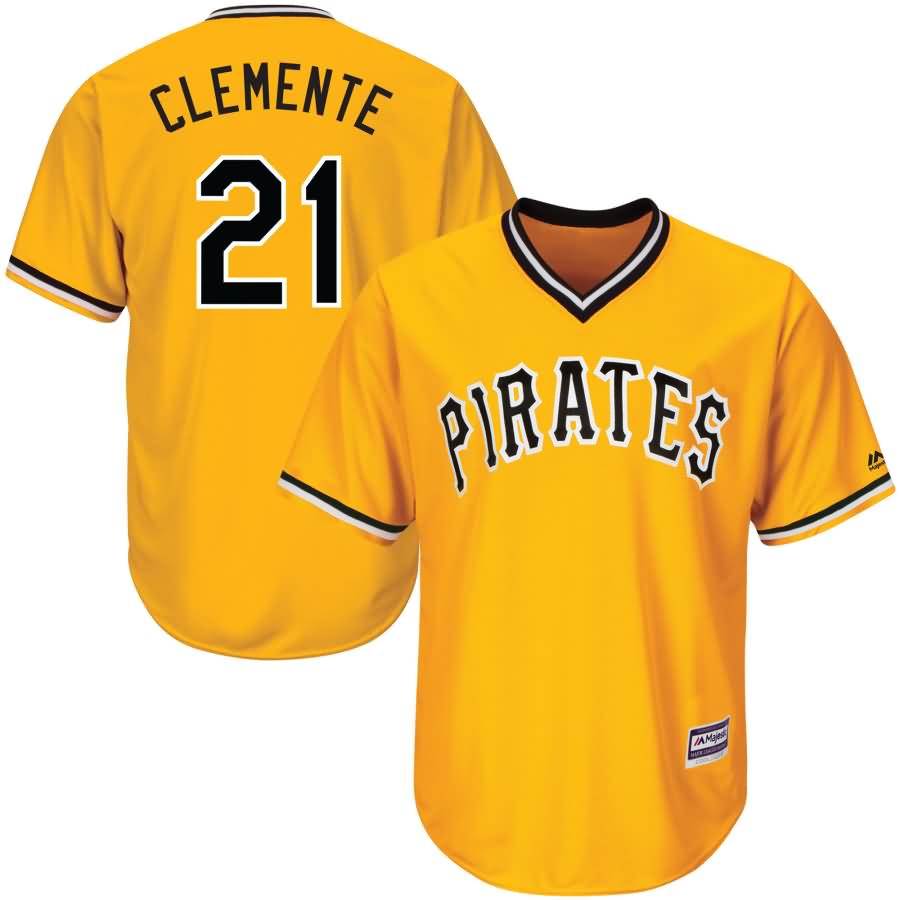 Roberto Clemente Pittsburgh Pirates Majestic Alternate Cool Base Player Jersey - Gold