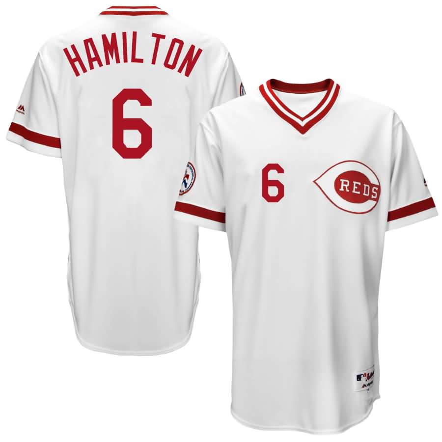 Billy Hamilton Cincinnati Reds Majestic 1976 Turn Back the Clock Throwback Authentic Player Jersey - White