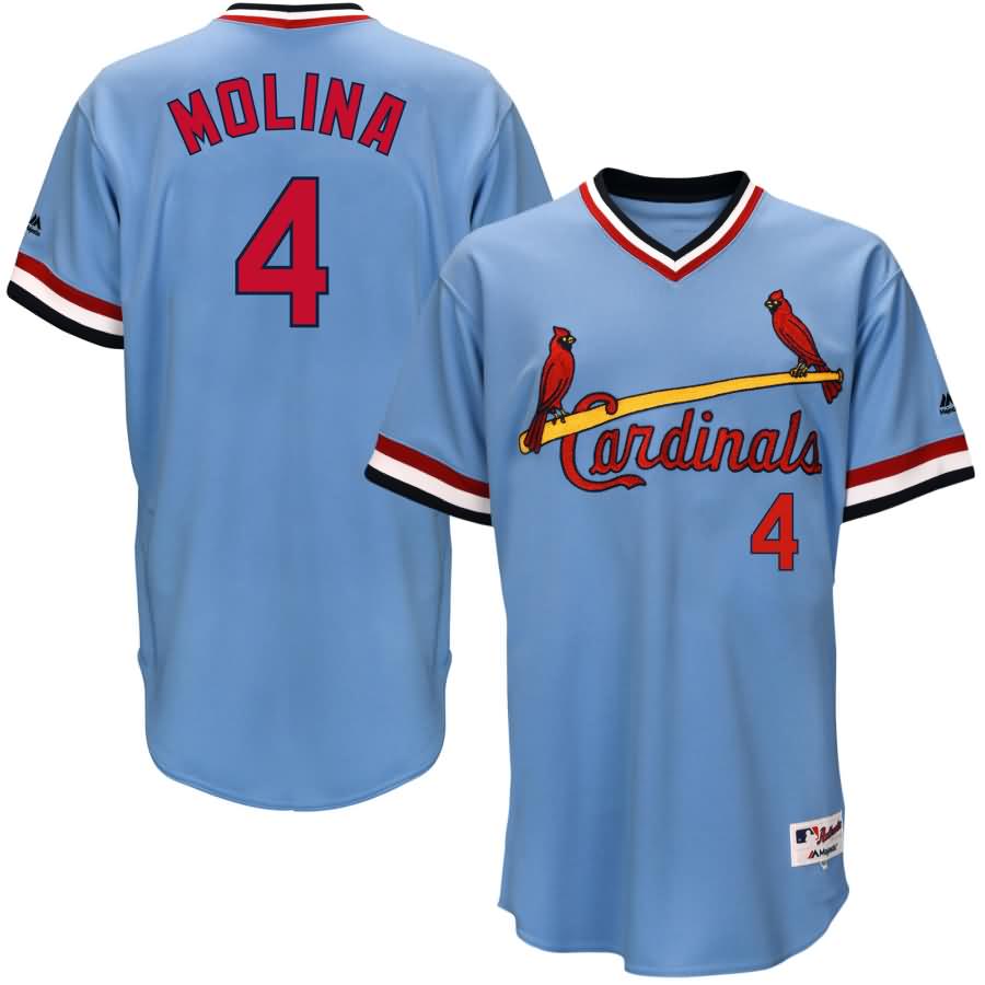 Yadier Molina St. Louis Cardinals Majestic 1984 Turn Back the Clock Throwback Authentic Player Jersey - Light Blue