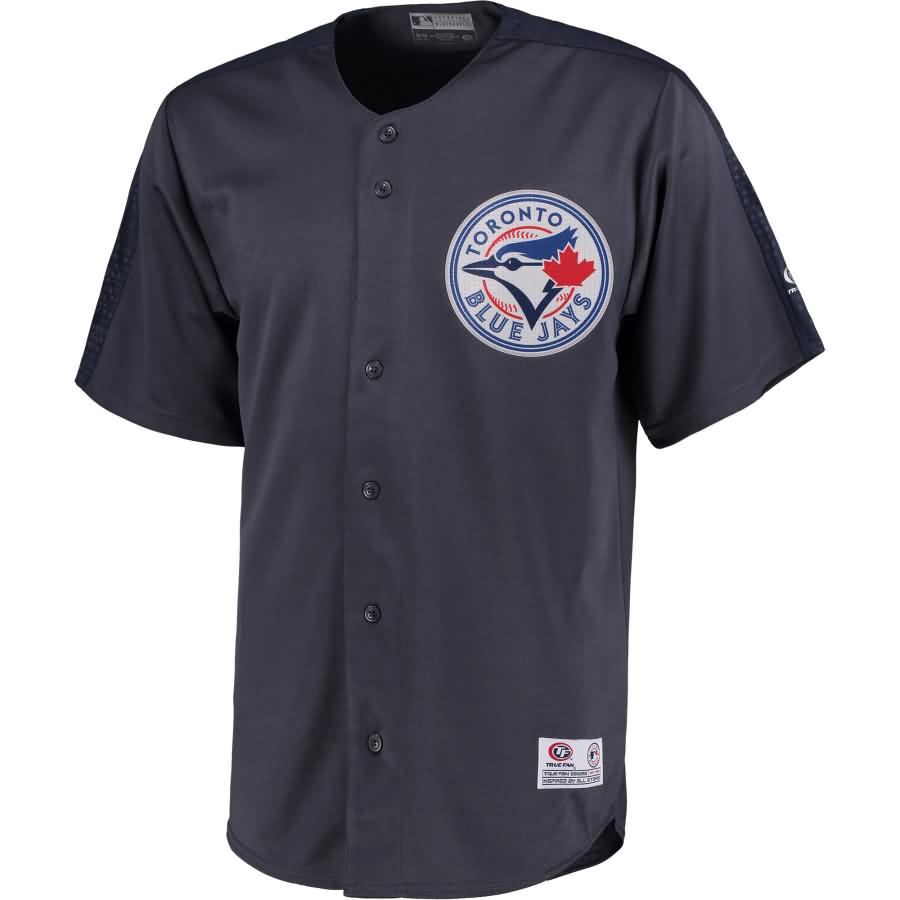 Toronto Blue Jays Stitches Hot Corner Button Down Polyester Jersey - Charcoal