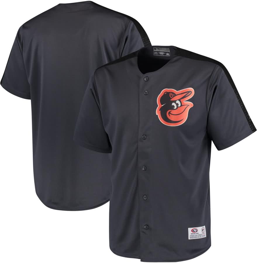 Baltimore Orioles Stitches Hot Corner Button Down Polyester Jersey - Charcoal