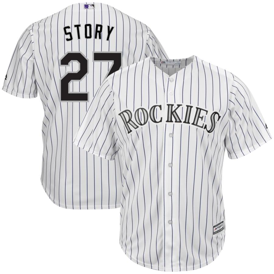 Trevor Story Colorado Rockies Majestic Home Official Cool Base Player Jersey - White/Purple