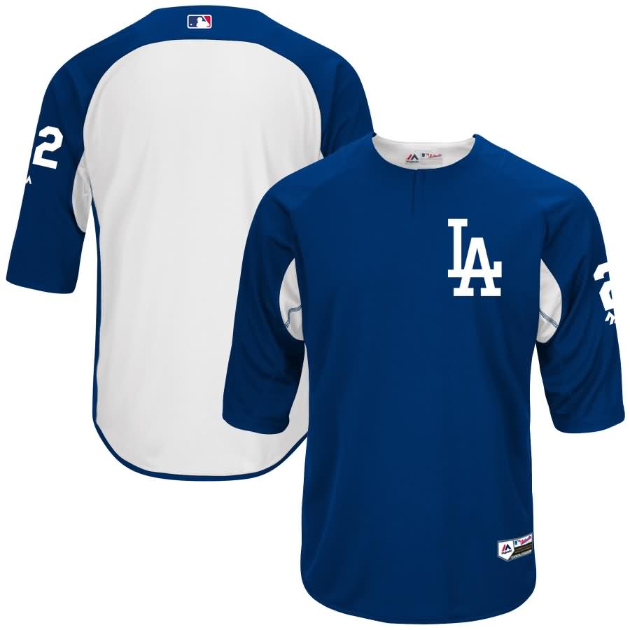 Clayton Kershaw Los Angeles Dodgers Majestic Authentic Collection On-Field 3/4-Sleeve Player Batting Practice Jersey - Royal/White
