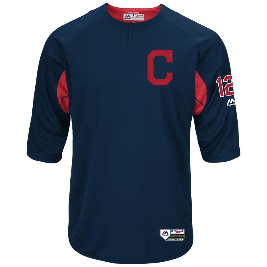 Francisco Lindor Cleveland Indians Majestic Authentic Collection On-Field 3/4-Sleeve Player Batting Practice Jersey - Navy/Red