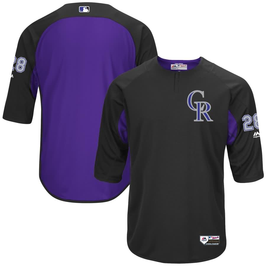 Nolan Arenado Colorado Rockies Majestic Authentic Collection On-Field 3/4-Sleeve Player Batting Practice Jersey - Black/Purple