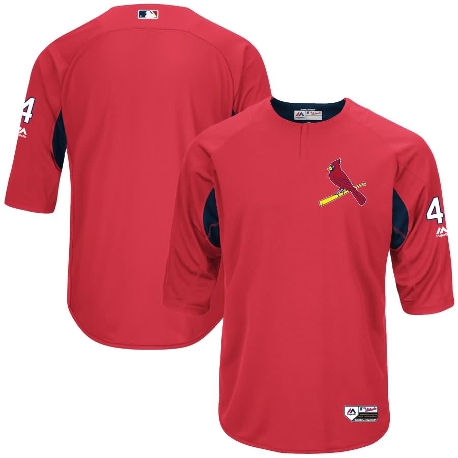 Yadier Molina St. Louis Cardinals Majestic Authentic Collection On-Field 3/4-Sleeve Player Batting Practice Jersey - Red/Navy