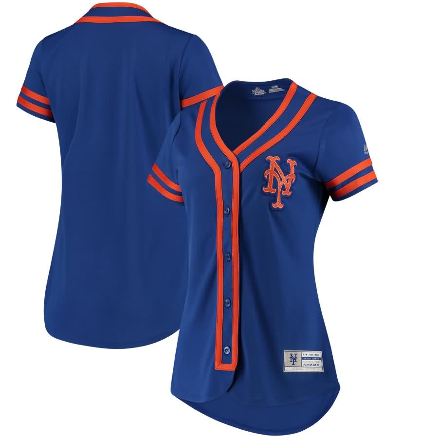 New York Mets Majestic Women's Absolute Victory Fashion Team Jersey - Royal/Orange