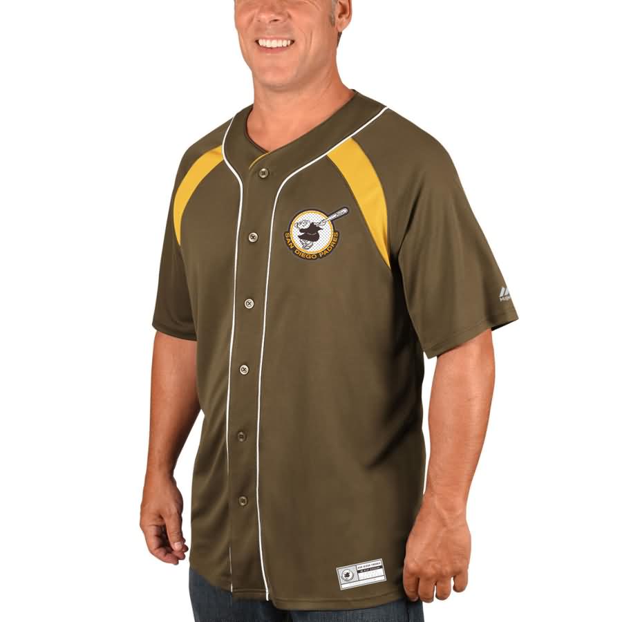 Tony Gwynn San Diego Padres Majestic Cooperstown Collection Peak Power Cool Base Fashion Player Jersey - Brown/Gold