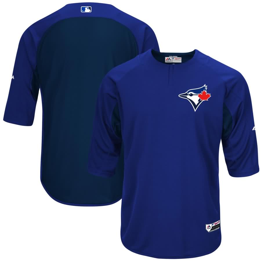 Toronto Blue Jays Majestic Authentic Collection On-Field 3/4-Sleeve Batting Practice Jersey - Royal/Navy
