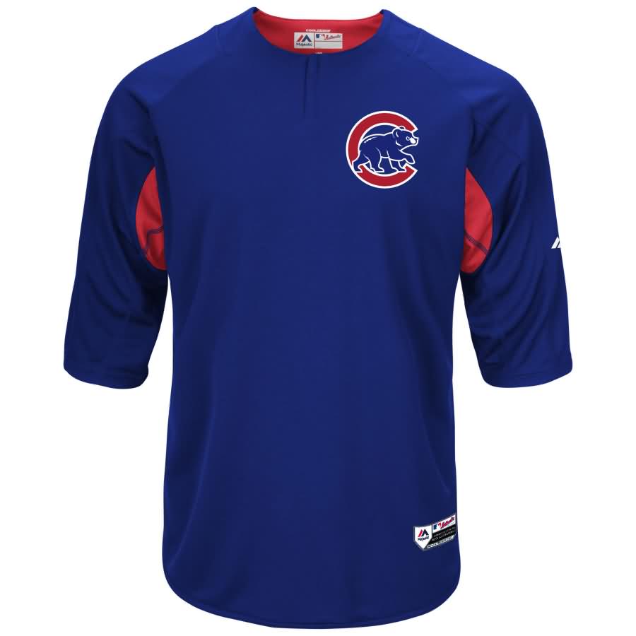 Chicago Cubs Majestic Authentic Collection On-Field 3/4-Sleeve Batting Practice Jersey - Royal/Red