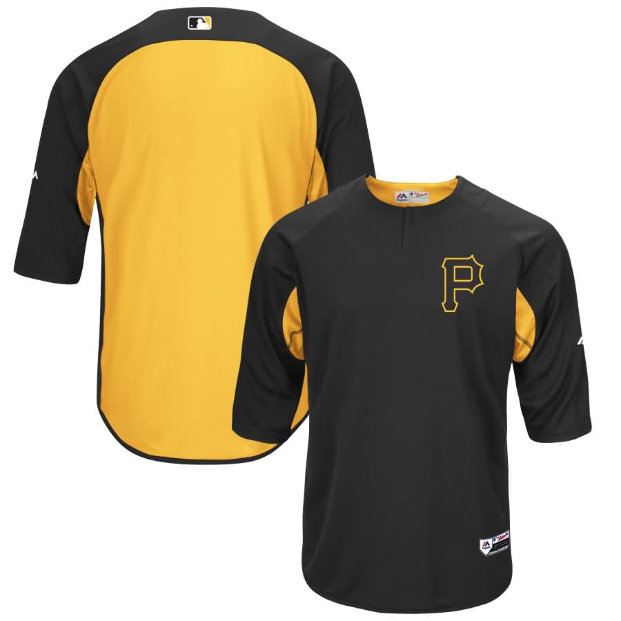 Pittsburgh Pirates Majestic Authentic Collection On-Field 3/4-Sleeve Batting Practice Jersey - Black/Gold