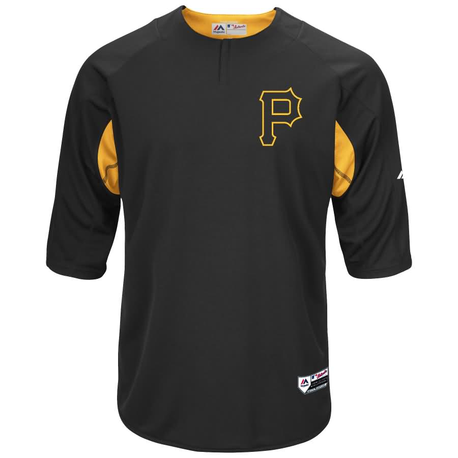 Pittsburgh Pirates Majestic Authentic Collection On-Field 3/4-Sleeve Batting Practice Jersey - Black/Gold