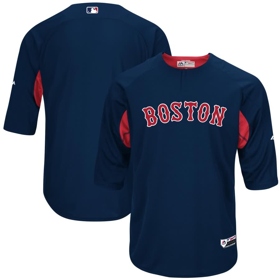 Boston Red Sox Majestic Authentic Collection On-Field 3/4-Sleeve Batting Practice Jersey - Navy/Red
