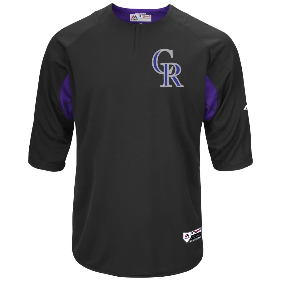 Colorado Rockies Majestic Authentic Collection On-Field 3/4-Sleeve Batting Practice Jersey - Black/Purple