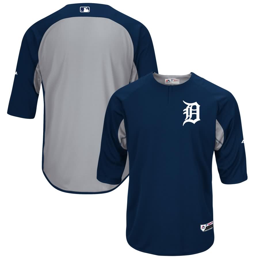 Detroit Tigers Majestic Authentic Collection On-Field 3/4-Sleeve Batting Practice Jersey - Navy/Gray